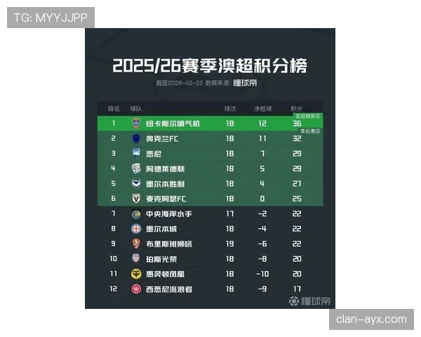澳超联赛今日最新赛况与积分榜变化